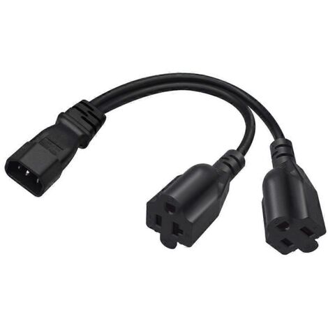 Câble d'alimentation Y IEC320 C14 vers Prises Nema 5-15R et 5-20R - Adaptateur Double Sortie (1/5)