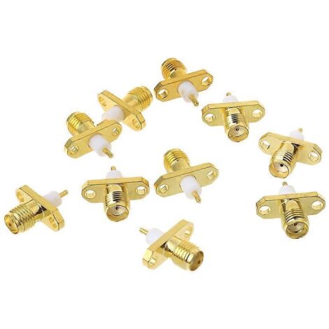 10 pièces Connecteurs RF SMA Femelle 2 Trous à Panneau Montage Soudure PTFE (1/5)