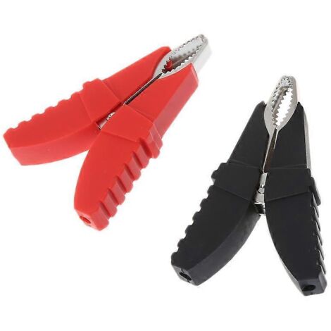2 pièces Pinces crocodiles isolées rouge et noir pour tests électriques type papillon (1/5)