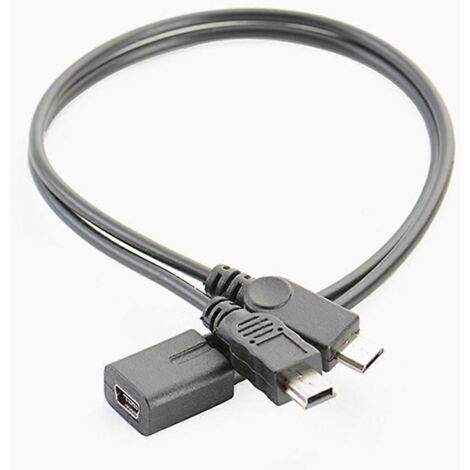 Câble USB Mini Mâle à Femelle pour Charger Deux Appareils en Même Temps (1/4)