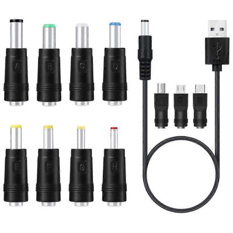 Câble d'alimentation USB 5V vers fiche 5.5x2.5mm pour téléphone et LED - 11 en 1 (1/5)