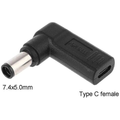 Adaptateur de Charge USB-C Mâle vers Connecteur Femelle DC 7.4x5.0mm 90 Degrés (1/5)