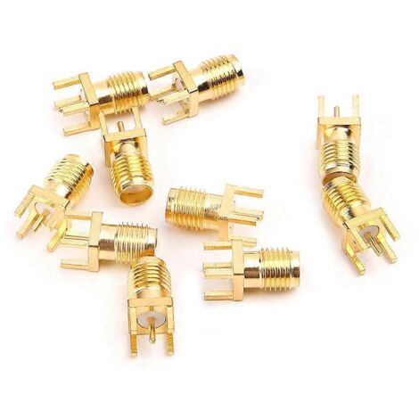 10 pièces Connecteurs RF SMA Femelle à Souder pour Carte PCB, Montage Droit (1/5)