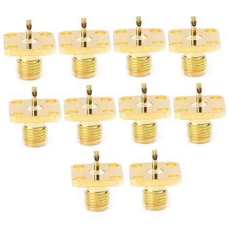 10 pièces Connecteur RF SMA Femelle Panneau Monté 4 Broches Terminal Coaxial (1/5)