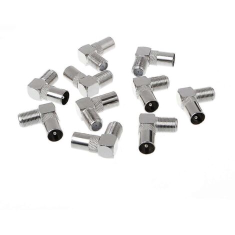 10 Pièces Connecteur F Femelle à 90 Degrés avec Prise Mâle RF Coaxial pour Antenne (1/5)