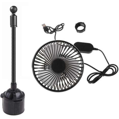 Ventilateur USB 360° Rotatif pour Voiture - 3 Vitesses, Compatible avec Porte-Gobelet de SUV et Camion (1/4)