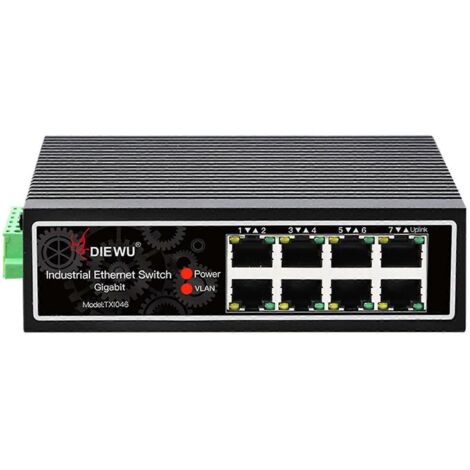 Commutateur Ethernet Industriel 8 Ports Gigabit 10/100/1000Mbps TXI046 HUB Réseau (1/5)