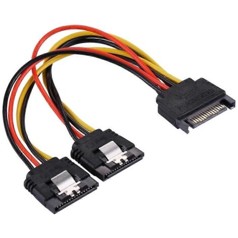 Câble d'extension Y 1 vers 2 pour disque dur SATA II, connecteur mâle 15 broches vers 2 femelles (1/5)
