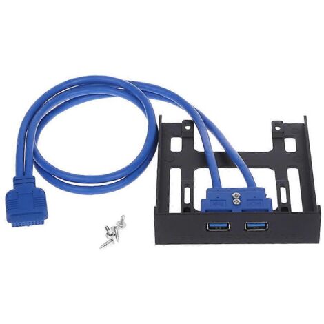 Panneau avant de baie pour lecteur 3,5" avec 2 ports USB 3.0 et connecteur d'extension 20 broches (1/5)
