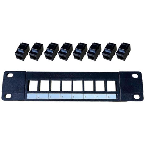 Panneau de brassage Ethernet Cat6 8 ports RJ45 montage mural et rack module keystone (1/5)