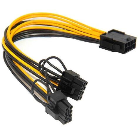 Câble d'alimentation 8 broches vers double (6+2) broches pour GPU, connecteur femelle à mâle (1/5)