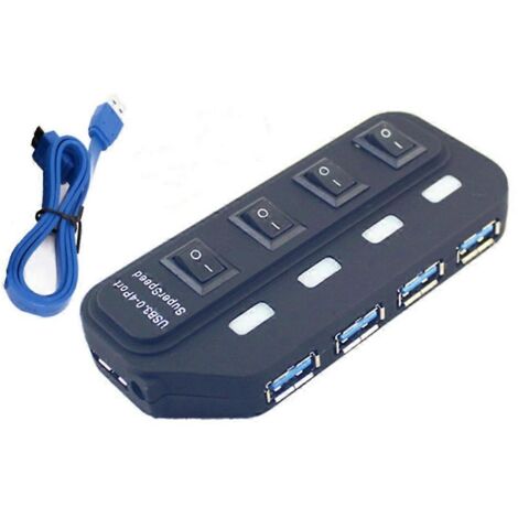 Hub USB 3.0 4 Ports avec Interrupteur On/Off, Répartiteur et Extenseur de Ports USB (1/5)