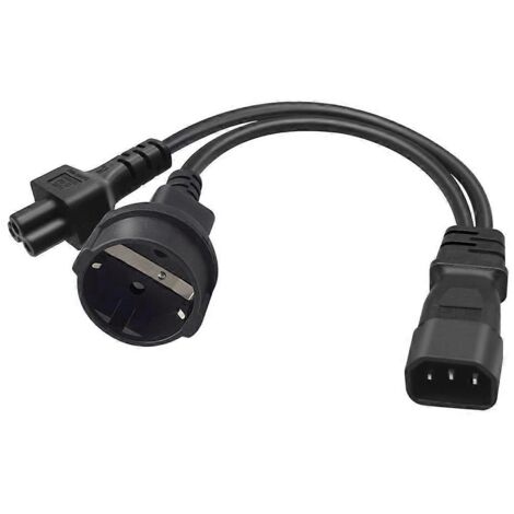 Câble d'alimentation Y IEC320 C14 vers C5 avec fiche EU 4.8mm, adaptateur 1 entrée 2 sorties (1/5)