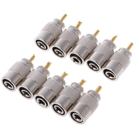 10 Pièces Connecteurs RF PL-259 Mâle à Souder UHF pour Câble Coaxial RG8X (1/5)