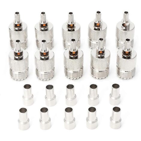 10 Kits Connecteurs RF Femelles UHF SO239 à sertir pour Câbles Coaxiaux RG58 RG142 (1/5)