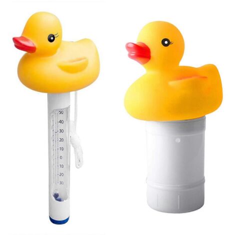1. Canard cartoon flottant pour piscine, thermomètre distributeur pratique et décoratif pour maison. (1/4)