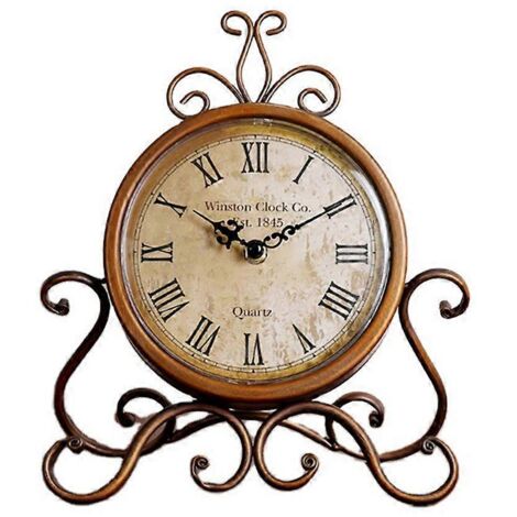 Horloge de table rétro en fer vintage, décor silencieux à piles pour salon, chambre, bureau et maison. (1/4)