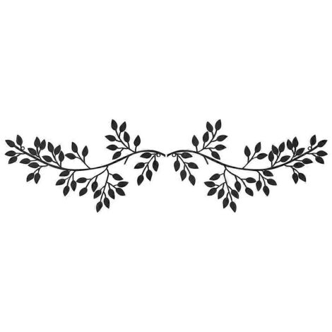 Branche fleurie métallique abstraite, art mural moderne en lignes, décoration suspendue élégante pour salon ou chambre. (1/4)