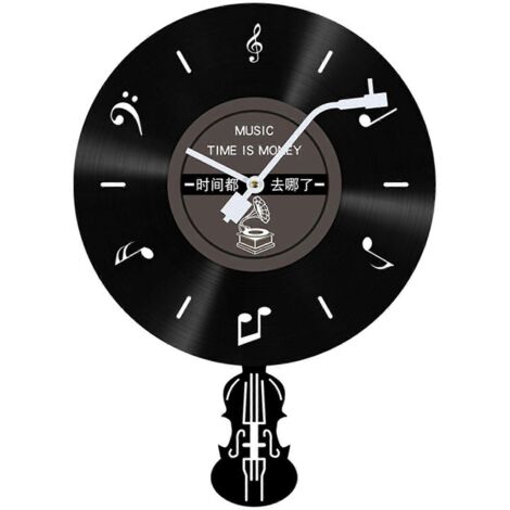 Horloge murale vintage style swing, horloge CD violon silencieuse, décoration vinyle pour chambre, salon ou dortoir, design rétro et élégant. (1/4)