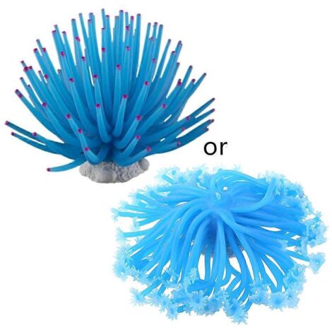 Anémone de Mer Artificielle Bleue, Décoration de Corail pour Aquarium, 1 Pièce (1/4)