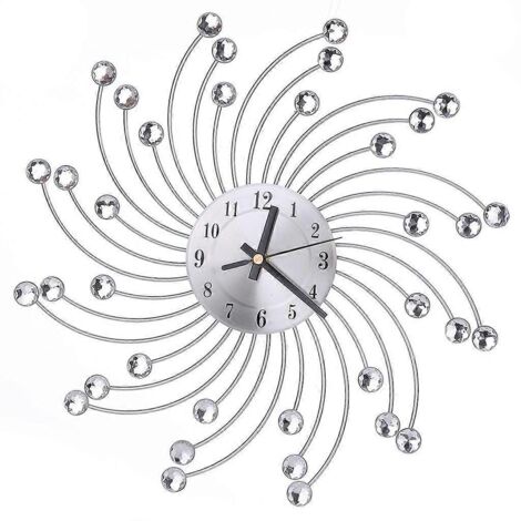 Montre murale 3D métal diamants fleur silencieuse éclatante décoration salon bureau chambre. (1/4)