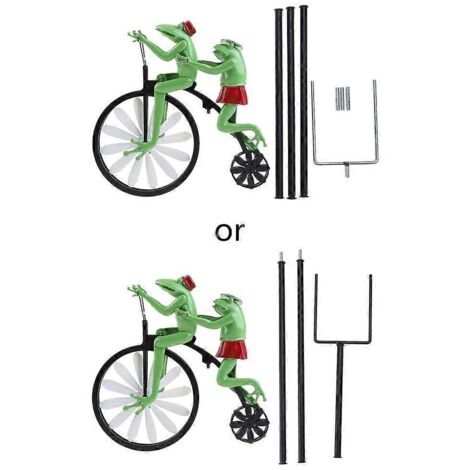 Grenouille en métal vintage pour vélo, moulin à vent décoratif pour jardin, pelouse et cour, piquet de moto à spirale éolienne. (1/4)