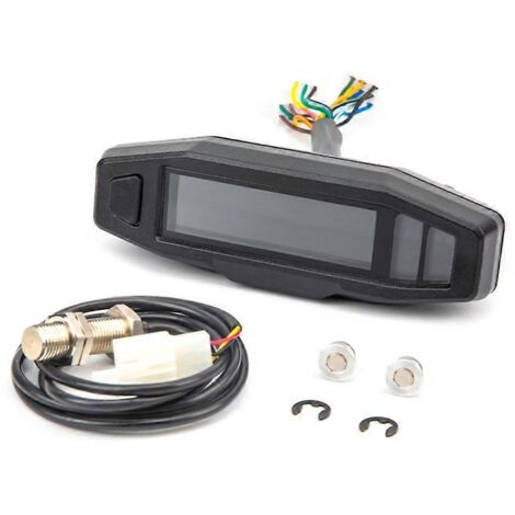 Compteur de vitesse inductif et tachymètre à course pour moto, affichage couleur haute visibilité, compatible avec câble et capteur, mesure précise en temps réel. (1/4)