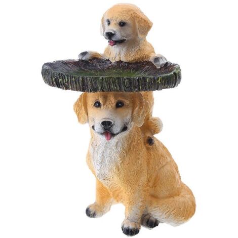Jardin Amusant Statue Chien Chiot Baignoire Oiseaux Résine Extérieur Bassin Oiseau Décoration Animal Sculpture Ornement Cour Maison (1/4)