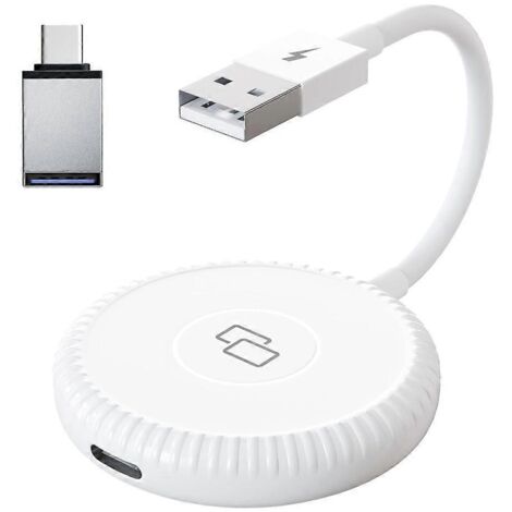Adaptateur CarPlay pour miroir d'écran de téléphone, dongle de conversion, support de navigation, écran miroir sans fil. (1/4)
