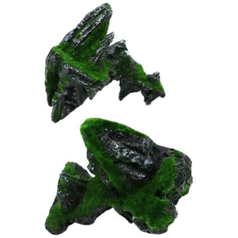 Décoration d'Aquarium en Résine Montagne de Mousse pour Poisson - Lot de 2 Pièces (1/4)
