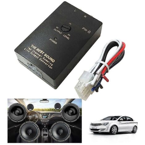 Convertisseur de niveau de ligne ajustable haut vers bas, adaptateur RCA pour amplificateur audio de voiture, réducteur de signal haut-parleur (1/4)