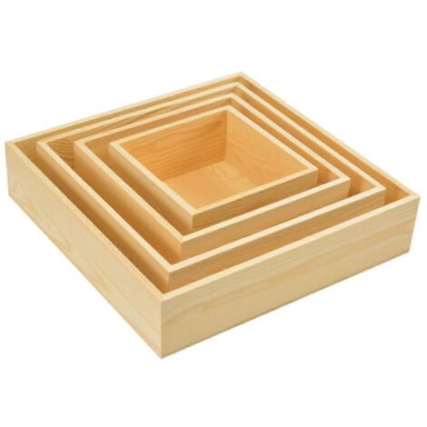 1. Boîte en bois carrée minimaliste, 4 tailles disponibles – pot DIY artisanal, rangement de bureau rustique, boîte de rangement multifonction. (1/4)
