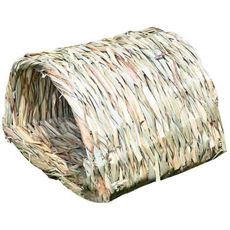 Maison en paille naturelle pour lapin, tunnel à mâcher pour hamster, jouets en herbe à ronger (1/4)