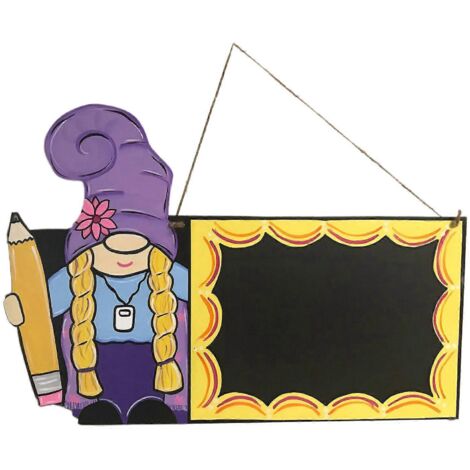 Classroom Teacher Gnome Chalkboard Sign Hanging Chalk Board Pendant for Kindergarten Course Wedding Message Memo Sign Teaching Props (1/4)