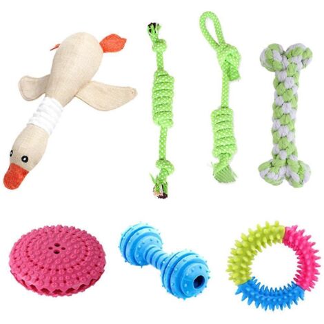 Chien jouet en caoutchouc et tissu pour mâcheurs agressifs, jouet dentaire à mâcher pour chien, idéal pour l'hygiène buccale et le divertissement canin. (1/4)