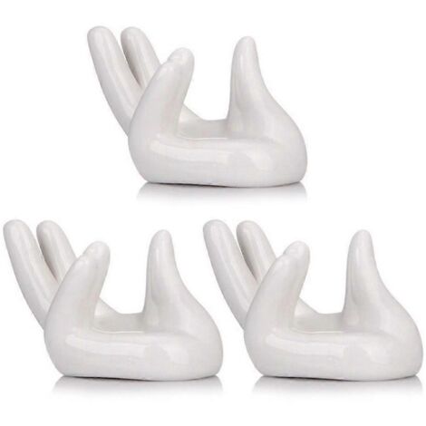 1. Lot de 3 mini porte-plantes céramique forme main, support filtre à thé, petits pots Tillandsia, présentoir déco maison. (1/4)