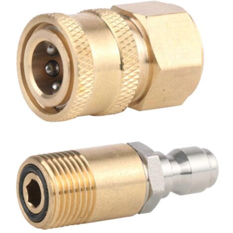 Buse en cuivre anti-corrosion 1/4 pouce, adaptateur à connexion rapide M18x1,5, lot de 2 pièces – résistant à la rouille, raccord fileté pour arrosage jardin. (1/4)