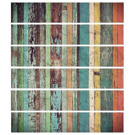 6Pcs Adhésif antidérapant effet bois pour sol, escalier, salle de bain, cuisine - Décor mural imperméable, stickers vinyle auto-adhésifs, revêtement facile à poser. (1/4)