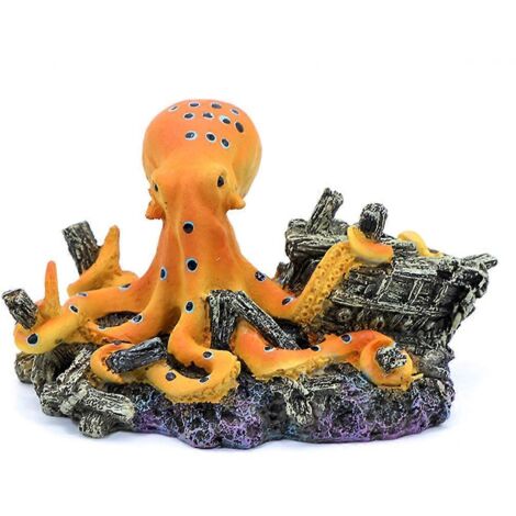 Décoration résine aquarium pieuvre, cachette grotte château pour betta crevettes. Abri décoratif original pour poissons, roche artificielle, ornement aquatique. (1/4)