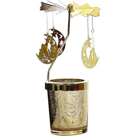 Plaque tournante pour chat en métal, bougeoir rotatif lune, décoration carrousel pour foyer et fête. (1/4)