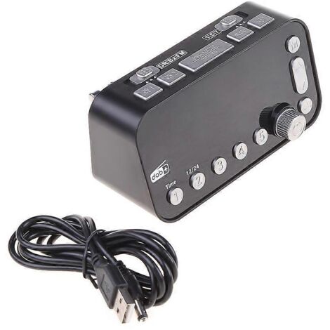 Réveil numérique LED de chevet avec radio DAB/FM, grand écran, double port USB et fonction alarme. (1/4)