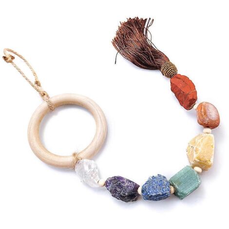 1PC Ornement Voiture 7 Chakras, Cristaux Pierres Précieuses Reiki Guérison, Suspension Murale Tassel, Décoration Auto Énergétique (1/4)