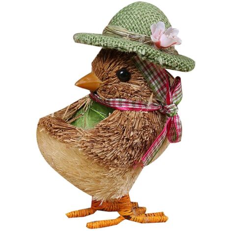 Paille Petit Canard Poussin Figurine avec Nœud, Statue Animal Tressé, Ornement pour Poupée (1/4)