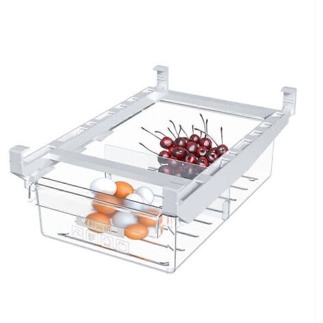 Kitchen Fridge Freezer Space Saver Organizer Drawer Refrigerator Storage Box Rack Slide Under Shelf Holder (1/4)