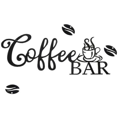 Panneau mural en métal pour café-bar, sculpture murale décorative avec lettrage suspendu, décoration murale design. (1/4)