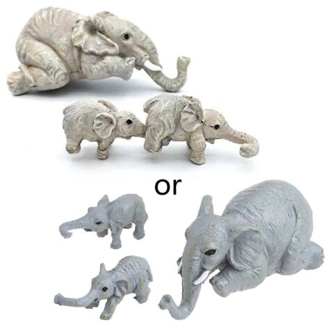 Maman et bébé éléphant figurines famille sculptées à la main en résine suspendues. (1/4)