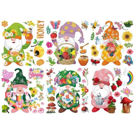 Voici une proposition de titre en français (caractères : 184) :

6 feuilles d'autocollants Gnome de Printemps, fleurs, papillons, abeilles, décos vitre, fond fête, déco maison bureau, fournitures cade (1/4)