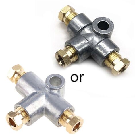 Raccord de frein en alliage de zinc M10, raccord en T 3 voies avec raccords à compression pour ligne de frein. (1/4)