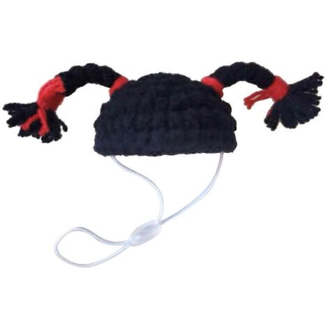 Chapeau tricoté pour perroquets avec tresses dressées, accessoire de costume amusant et original pour oiseaux. (1/4)