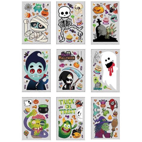 Décorations d'Halloween : autocollants statiques pour vitres avec crâne et citrouille, stickers muraux adhésifs pour fenêtres et murs, fournitures de fête horrifiques. (1/4)